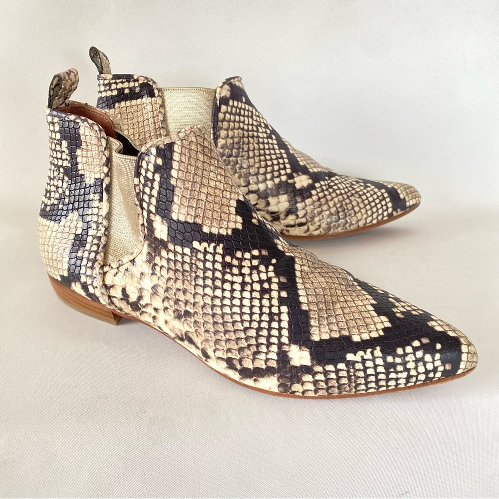 Python-Print Chelsea Ankle Booties in Beige and Black